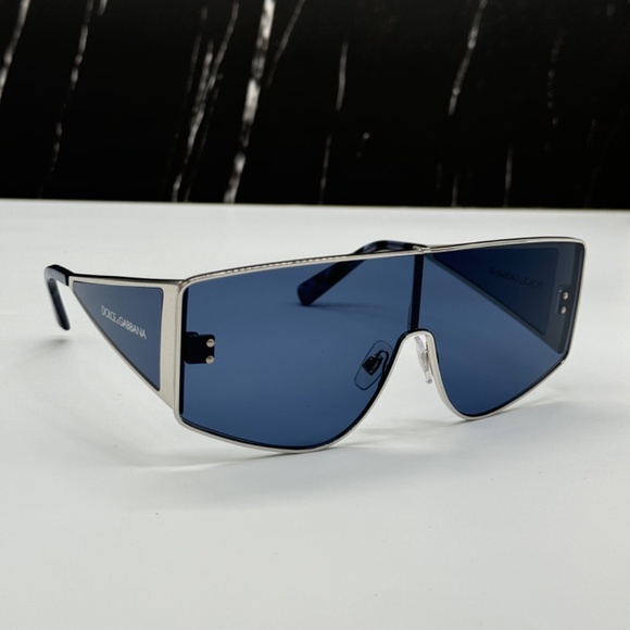 NEW DG2305 05/80 DOLCE&GABBANA SILVER BLUE OVERSIZED WOMEN SUNGLASSES - Picture 4 of 10
